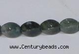 CAB420 15.5 inches 8*12mm twisted rice moss agate gemstone beads