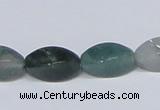 CAB421 15.5 inches 8*16mm twisted rice moss agate gemstone beads