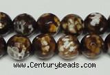 CAB617 15.5 inches 12mm faceted round leopard skin agate beads wholesale