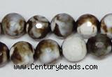 CAB620 15.5 inches 12mm faceted round leopard skin agate beads wholesale