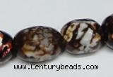 CAB626 15.5 inches 16*22mm faceted egg-shaped leopard skin agate beads