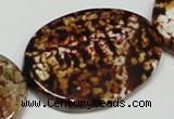 CAB635 15.5 inches 30*40mm twisted oval leopard skin agate beads