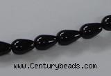 CAB733 15.5 inches 7*10mm teardrop black agate gemstone beads