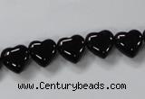 CAB755 15.5 inches 10*10mm top-drilled heart black agate beads