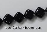 CAB765 15.5 inches 10*10mm diamond black agate gemstone beads