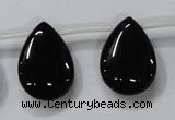 CAB773 15.5 inches 18*25mm top-drilled flat teardrop black agate beads