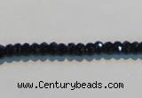 CAB786 15.5 inches 3*5mm faceted rondelle black agate gemstone beads