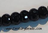 CAB787 15.5 inches 10*14mm faceted rondelle black agate gemstone beads