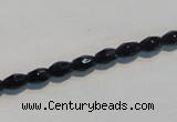 CAB789 15.5 inches 4*6mm faceted rice black agate gemstone beads