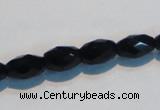 CAB791 15.5 inches 8*12mm faceted rice black agate gemstone beads