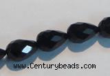 CAB799 15.5 inches 9*14mm faceted teardrop black gemstone agate beads