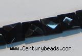 CAB802 15.5 inches 12*12mm faceted square black gemstone agate beads