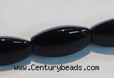 CAB822 15.5 inches 12*24mm rice black agate gemstone beads wholesale