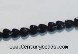 CAB824 15.5 inches 6*6mm faceted heart black agate gemstone beads
