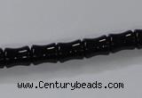 CAB842 15.5 inches 8*10mm bamboo shape black agate gemstone beads