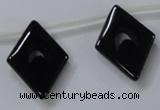 CAB870 22*40mm top-drilled rhombic black agate gemstone beads wholesale