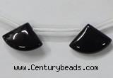 CAB871 14*20mm top-drilled triangle black agate gemstone beads wholesale