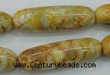 CAB939 15.5 inches 13*40mm rice yellow crazy lace agate beads wholesale