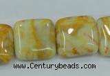 CAB947 15.5 inches 20*20mm square yellow crazy lace agate beads