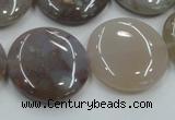 CAB956 15.5 inches 25mm flat round ocean agate gemstone beads