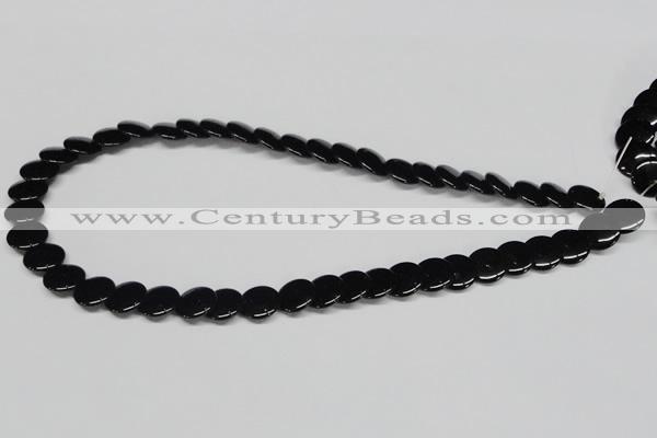 CAB981 15.5 inches 12mm flat round black agate gemstone beads wholesale