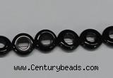 CAB995 15.5 inches 10mm donut black agate gemstone beads wholesale