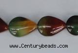 CAG1029 15.5 inches 13*18mm flat teardrop rainbow agate beads