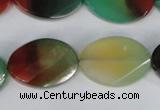 CAG1068 15.5 inches 18*25mm twisted & faceted oval rainbow agate beads