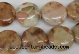CAG1090 15.5 inches 18mm flat round Morocco agate beads wholesale