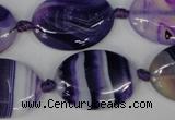 CAG1234 15.5 inches 18*25mm oval line agate gemstone beads