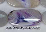 CAG1260 15.5 inches 20*40mm faceted oval line agate gemstone beads