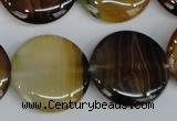 CAG1309 15.5 inches 25mm flat round line agate gemstone beads