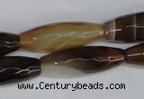 CAG1342 15.5 inches 10*30mm faceted rice line agate gemstone beads