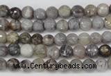 CAG1421 15.5 inches 6mm faceted round silver needle agate beads