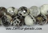 CAG1538 15.5 inches 12mm faceted round fire crackle agate beads