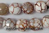 CAG1545 15.5 inches 14mm faceted round fire crackle agate beads