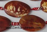 CAG1589 15.5 inches 20*30mm twisted oval fire crackle agate beads