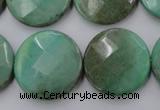 CAG1615 15.5 inches 25mm faceted coin green grass agate beads