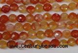 CAG1655 15.5 inches 6mm faceted round red agate gemstone beads