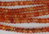 CAG1663 15.5 inches 3*6mm faceted rondelle red agate gemstone beads