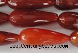 CAG1667 15.5 inches 10*30mm faceted teardrop red agate gemstone beads