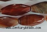 CAG1670 15.5 inches 14*30mm faceted rice red agate gemstone beads