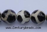 CAG1872 15.5 inches 10mm faceted round tibetan agate beads wholesale