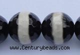 CAG1882 15.5 inches 14mm faceted round tibetan agate beads wholesale