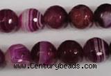 CAG2088 15.5 inches 12mm faceted round fuchsia line agate beads