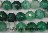 CAG2115 15.5 inches 12mm faceted round green line agate beads