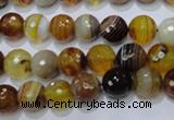 CAG2711 15.5 inches 6mm faceted round yellow line agate beads