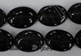 CAG2918 15.5 inches 13*18mm oval black line agate beads