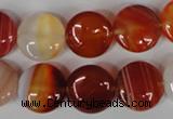 CAG3183 15.5 inches 14mm flat round red line agate beads