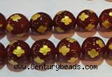 CAG3395 15.5 inches 10mm carved round red agate beads wholesale